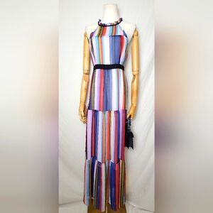 BCBG Generation Maxi Striped Chiffon Sleeveless Dress, Size 4